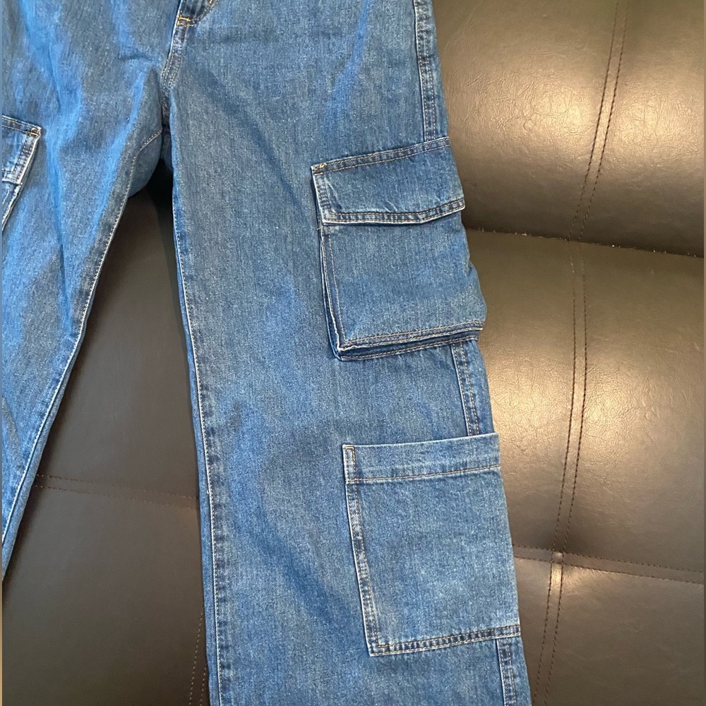 Cotton On Cargo Wide Lwg Dark Wash Jean US 4 - Picture 2 of 5
